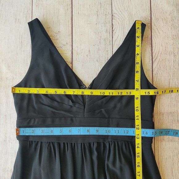 Lulus ruched double V chiffon floor length gown sz M - Picture 8 of 12